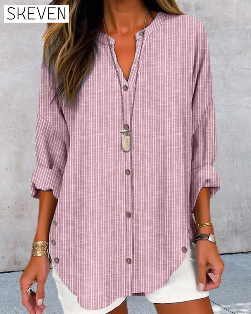 V-neck stripe print top