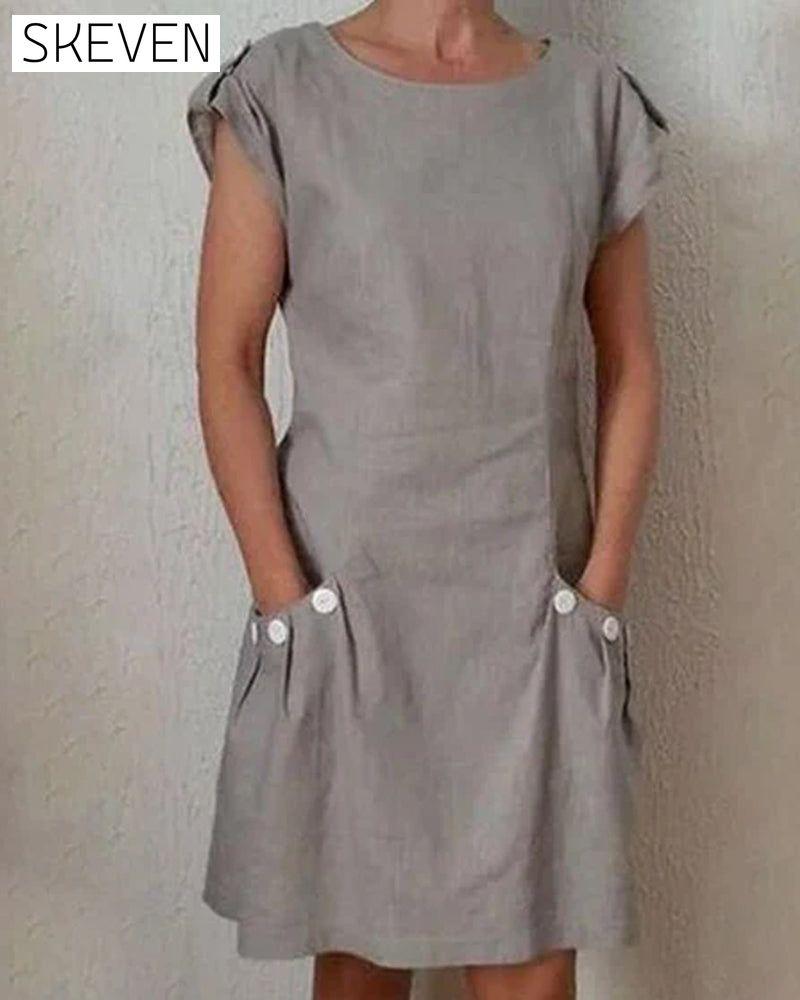 Solid color dress with pockets Gray 23BF casual dresses Clothes Dresses Spring Summer