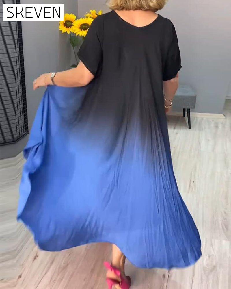 Lässiges Faltenkleid im Ombré-Stil