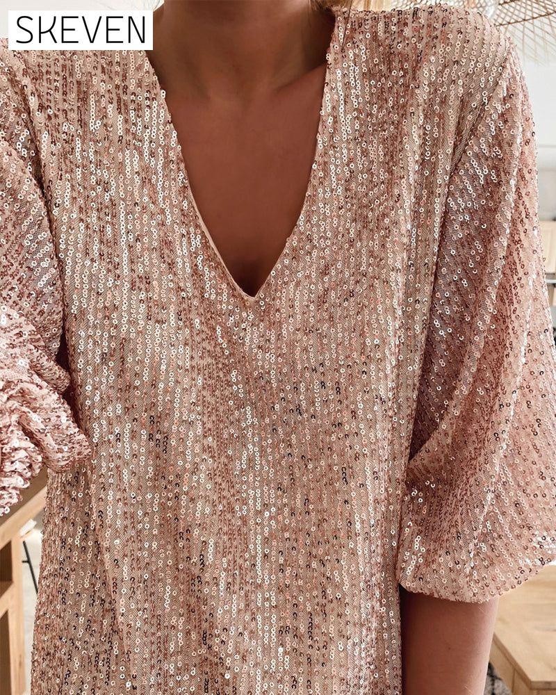 Sequin V-neck party Dress