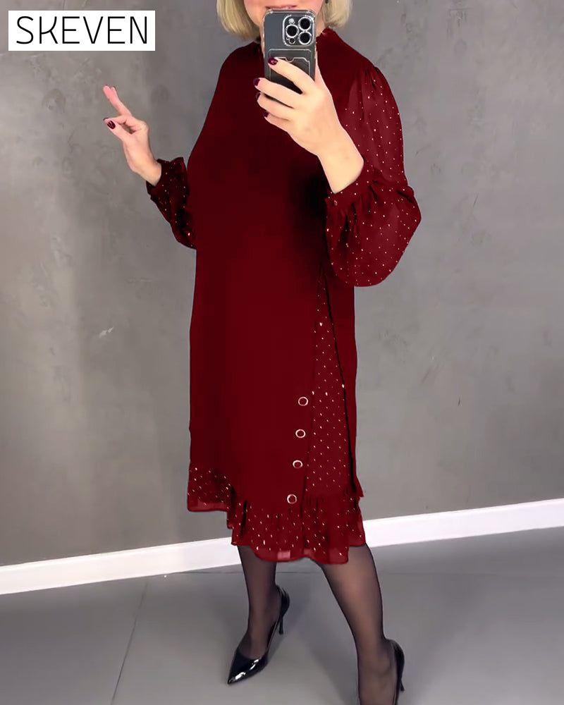 Langärmeliges Kleid mit Polka-Dots