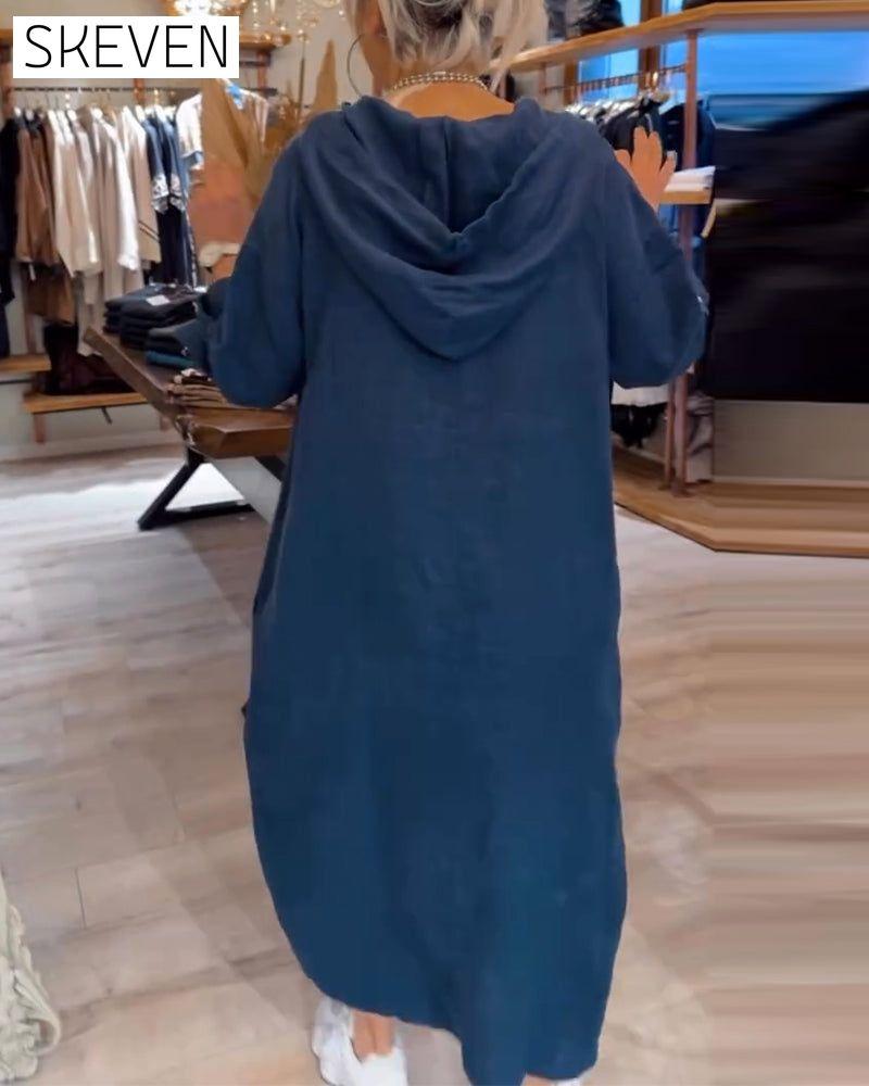 Kapuzenkleid mit langen Ärmeln, lockerer Passform