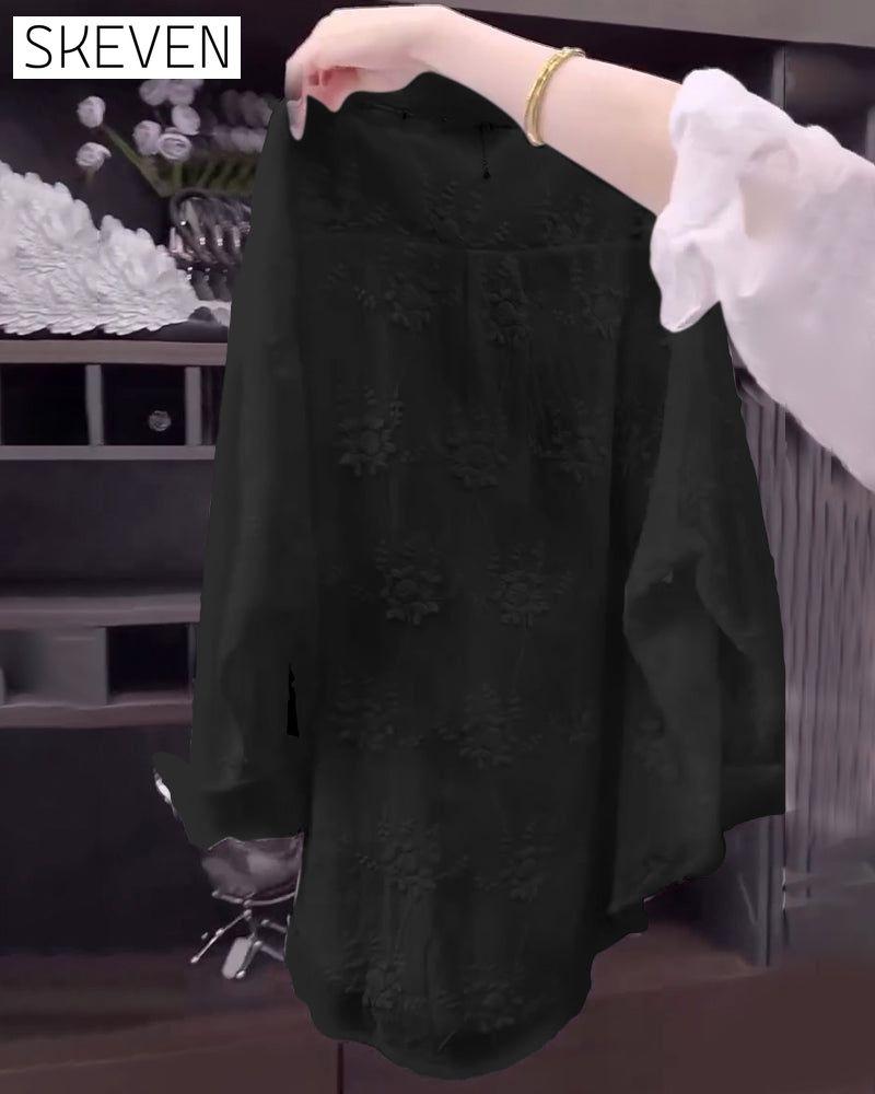 Solid Embroidered Drop Shoulder Shirt