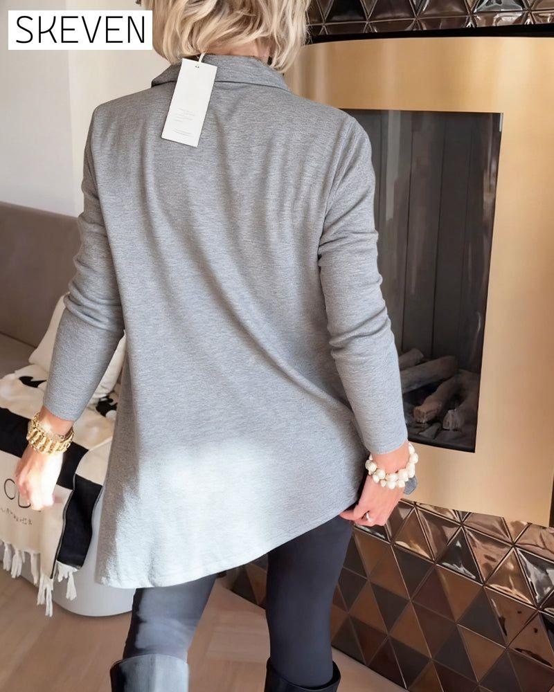 Irregular Lapel Long-Sleeved Top