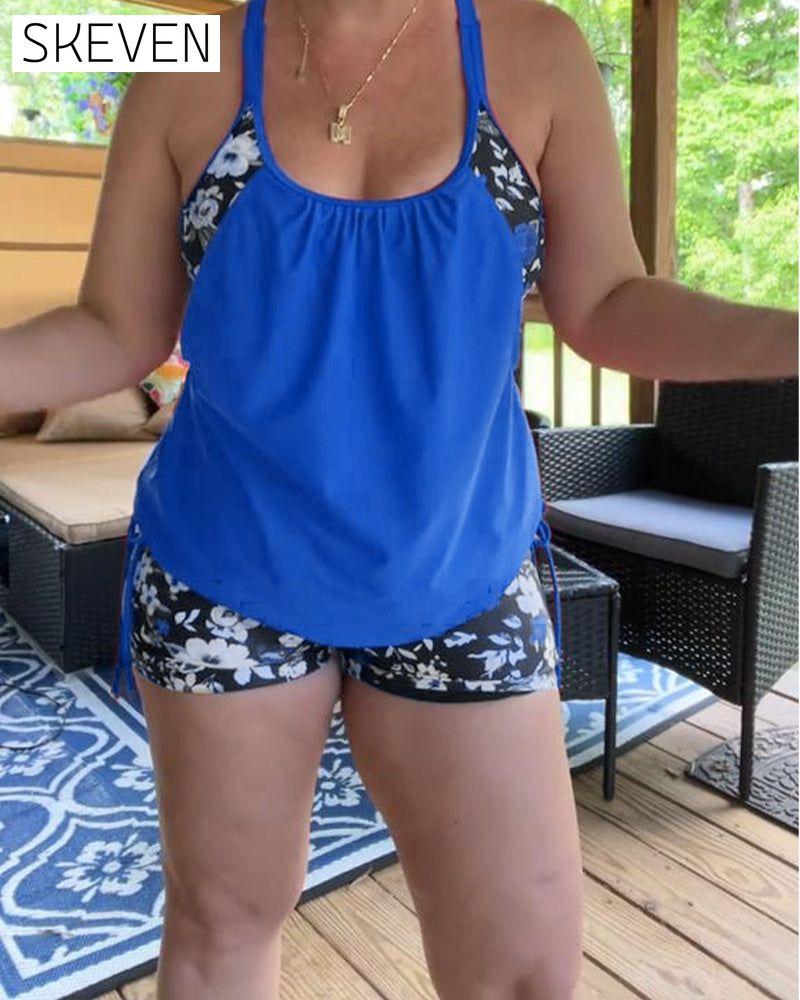 Printed Suspender Boxer Swimsuit