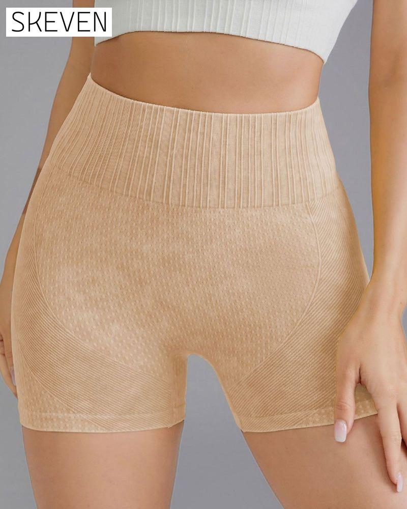 Simple solid color high waist hip shorts