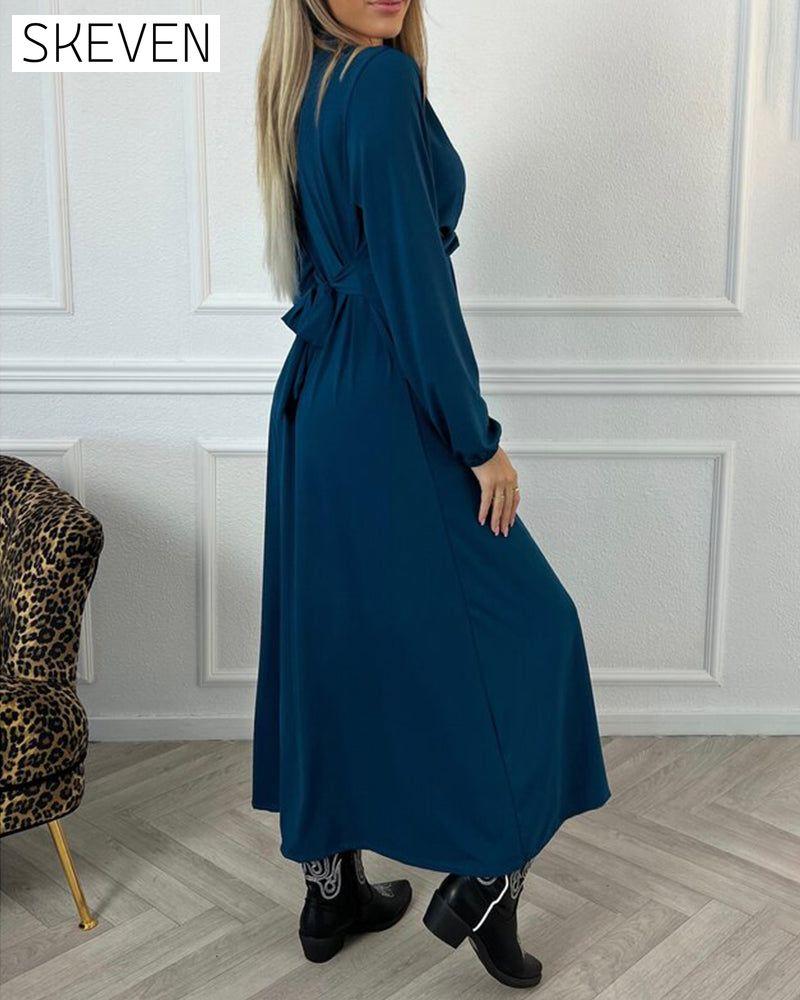 Sexy solid color Dress with Long Sleeve