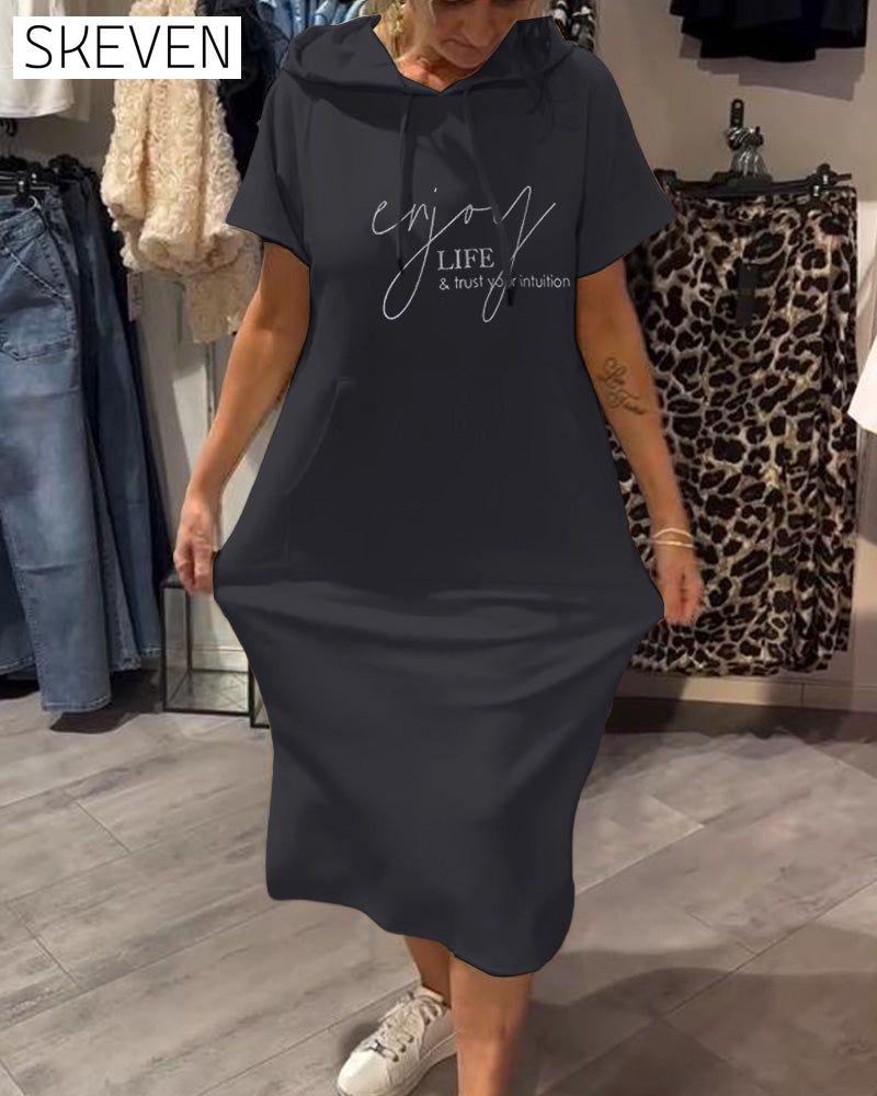 Hooded Casual Drawstring Dress