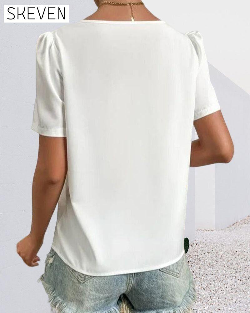 Classy plain short sleeve top 23BF clothes Short Sleeve Tops Summer T-shirts Tops/Blouses