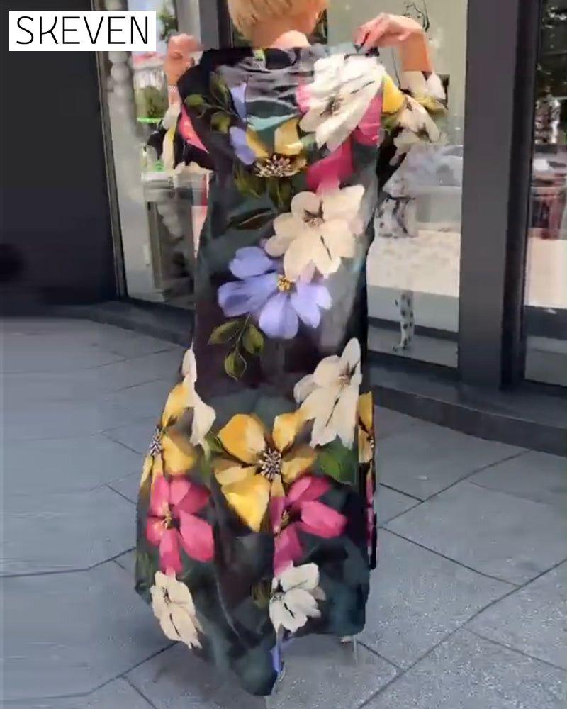 Kleid mit Blumenmuster und 3/4-Ärmeln