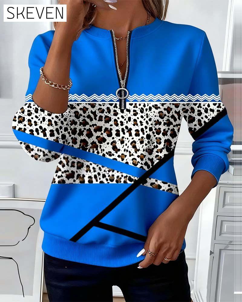 Sweatshirt mit Reißverschlusskragen und Aufdruck
