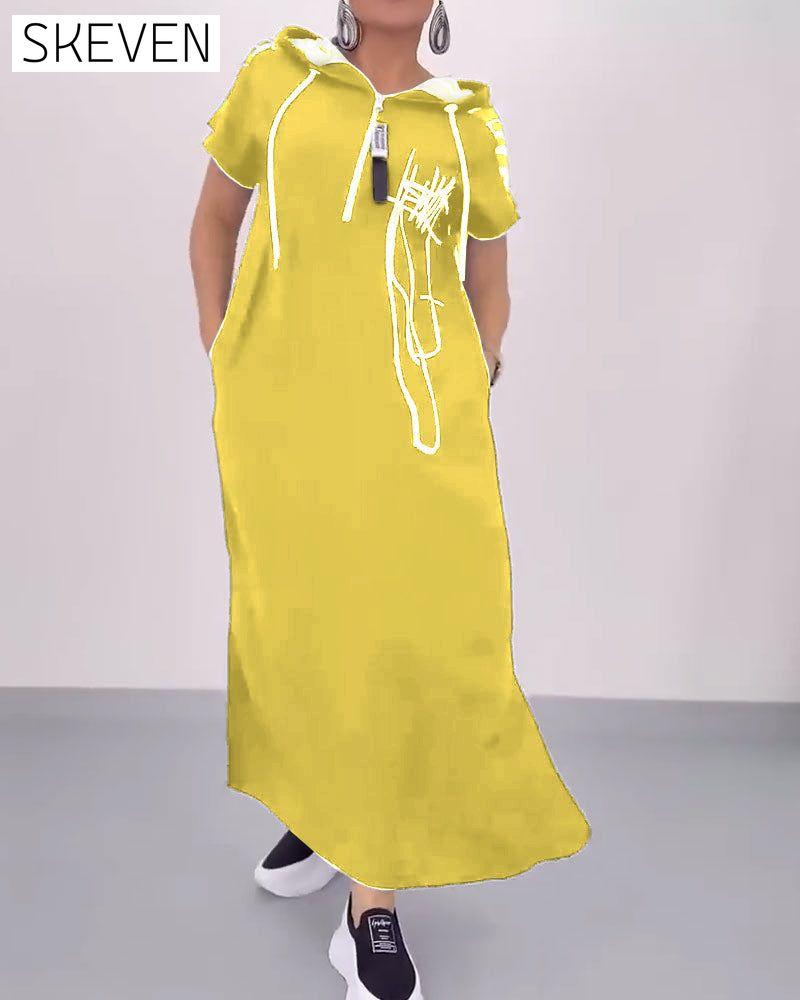 Robe ample contrastée à demi-zip