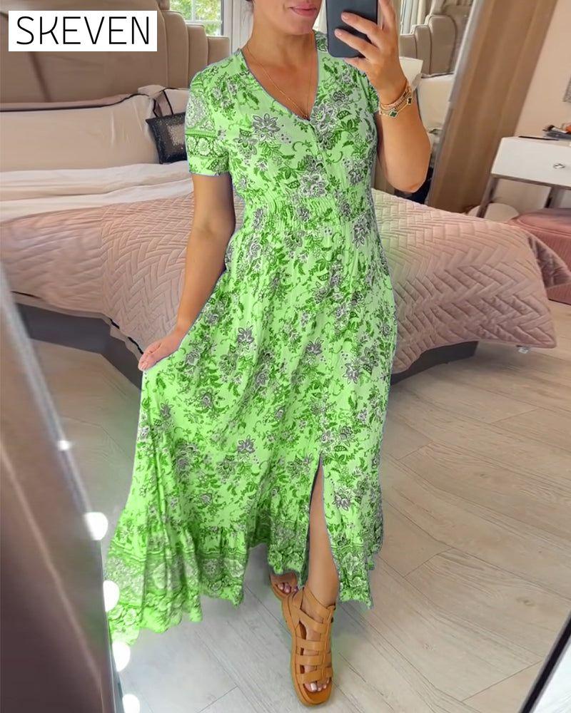 Floral print v-neck dress