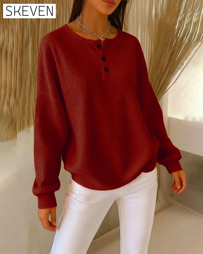 Fashionable Casual Solid Color Long-Sleeved Sweatshirt