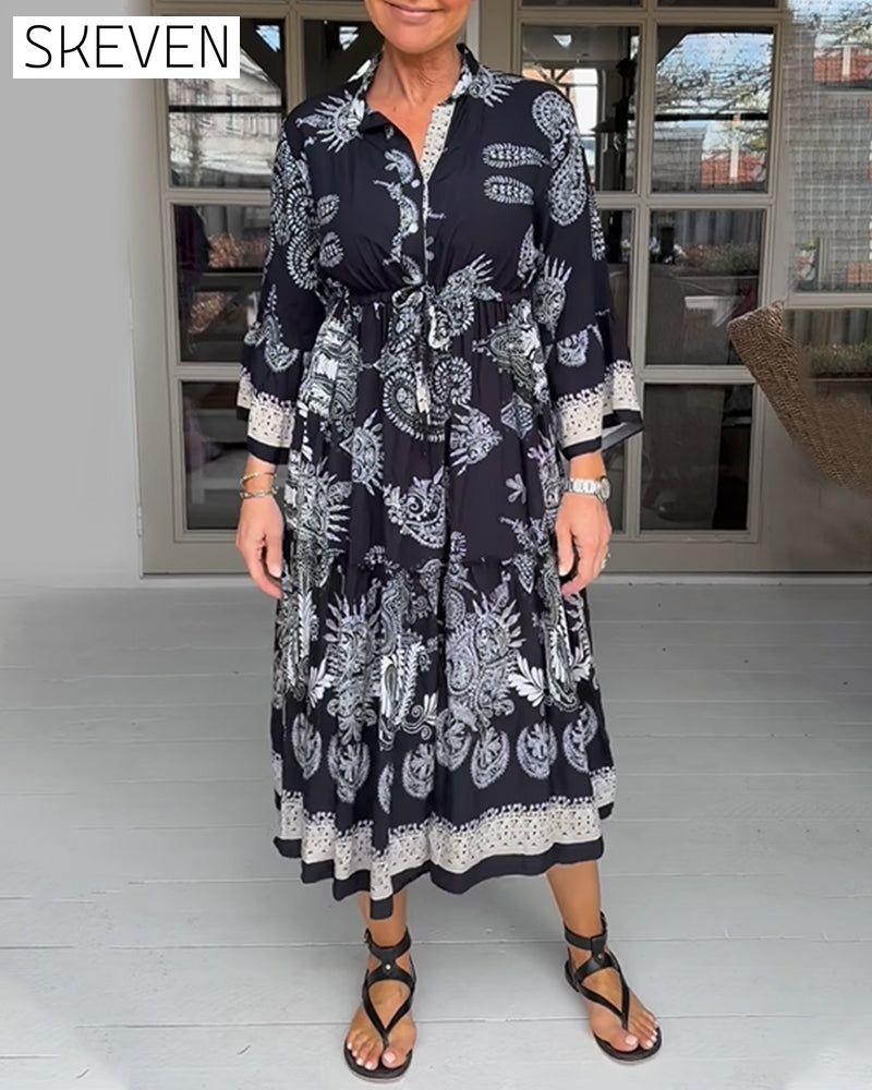 Vintage Pattern Print Loose Dress