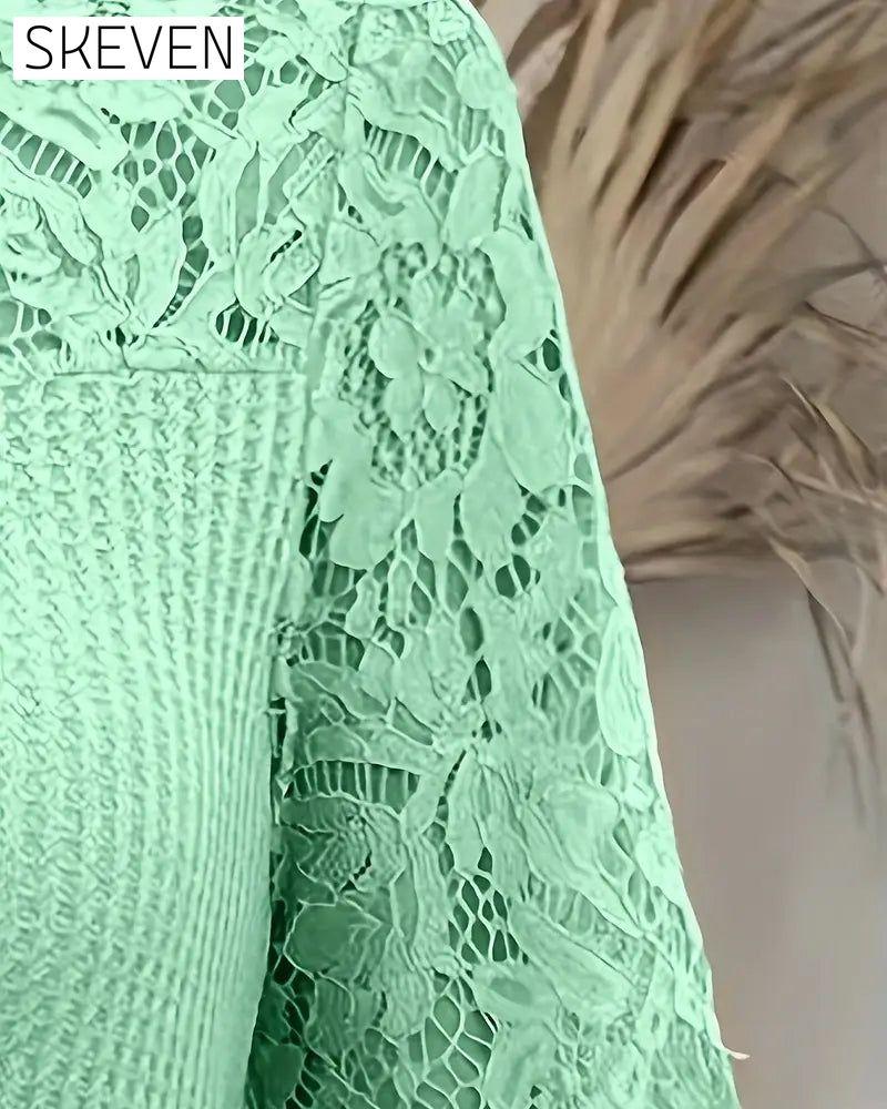 Lace Panel Knitted T-Shirt