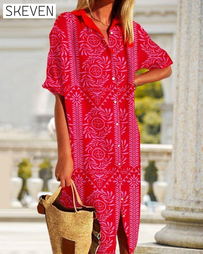 Printed shirt dress 23BF Casual Dresses Clothes Dresses Spring Summer