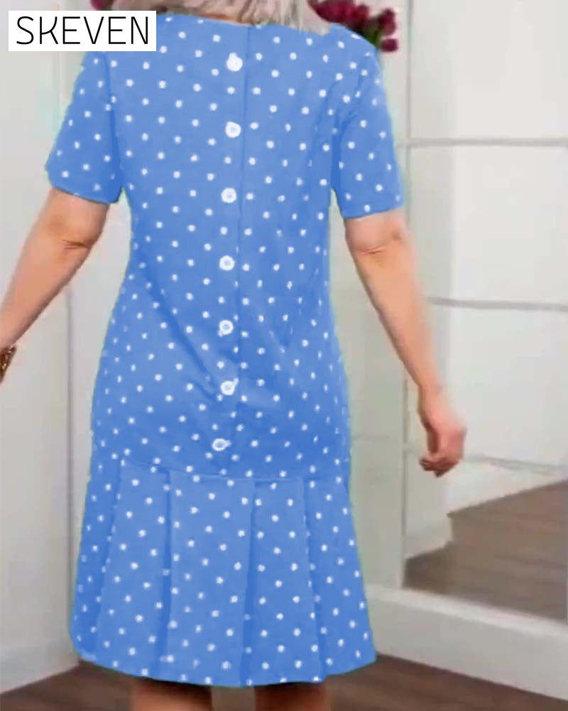 Polka dot print short sleeve casual dress casual dresses summer