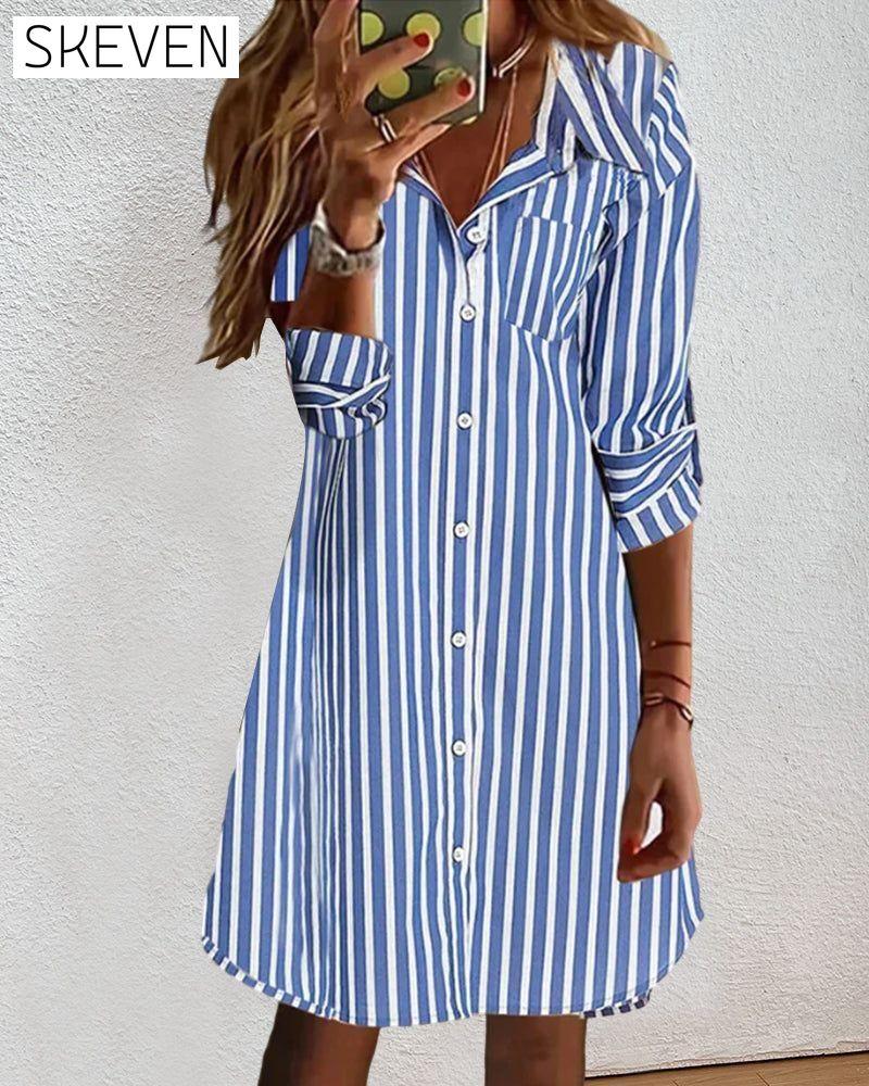 Striped print shirt dress 23BF Casual Dresses Clothes Dresses Spring Summer