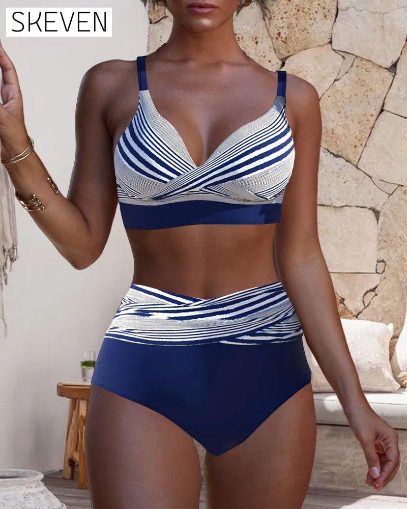 Bikini deux pièces push-up à rayures