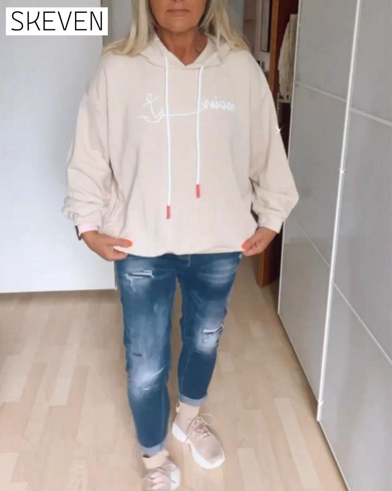 Loose anchor print hoodies