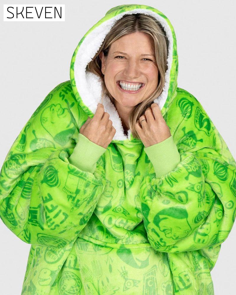 Cute Shrek Printed Loose Blanket Hoodie 2024 f/w Blanket Hoodies