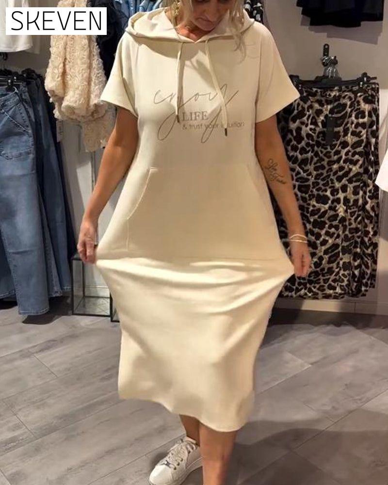 Hooded Casual Drawstring Dress