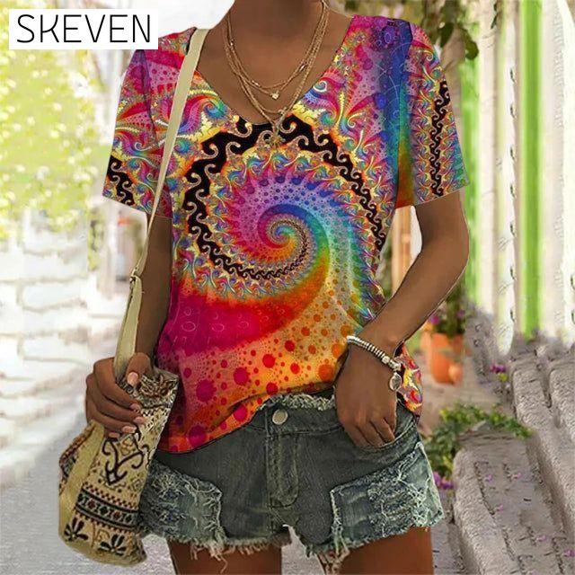 Stylish Spiral Abstract Design T-Shirt best Best Sellings clothes Plus Size Sale tops Topseller