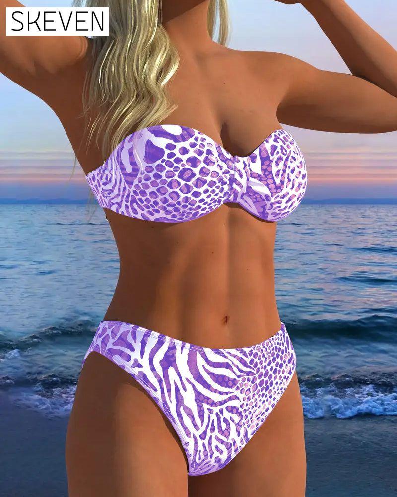Sexy zweiteiliger Badeanzug mit Leopardenmuster