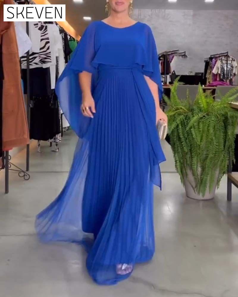 Maxikleid mit Rundhalsausschnitt und A-Linien-Form