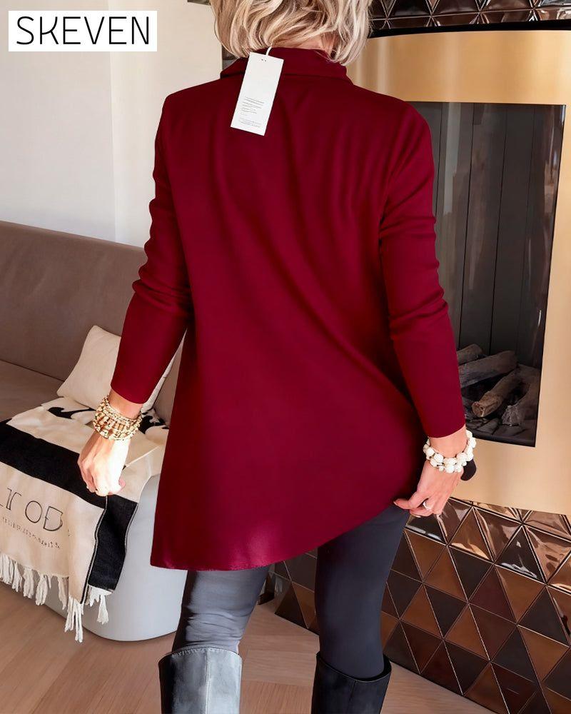 Irregular Lapel Long-Sleeved Top