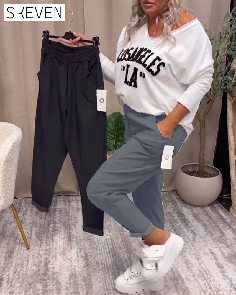 Casual solid color pocket pants