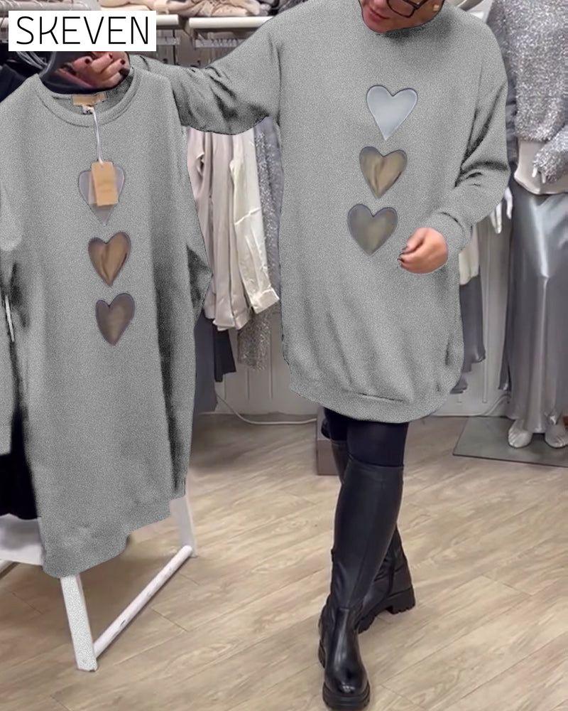 Casual Heart Pattern Shift Dress