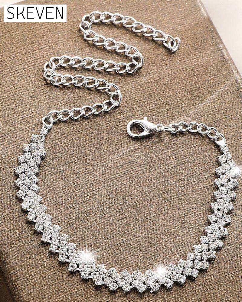 Unregelmäßiger Strass-Fußkettchen in Rautenform