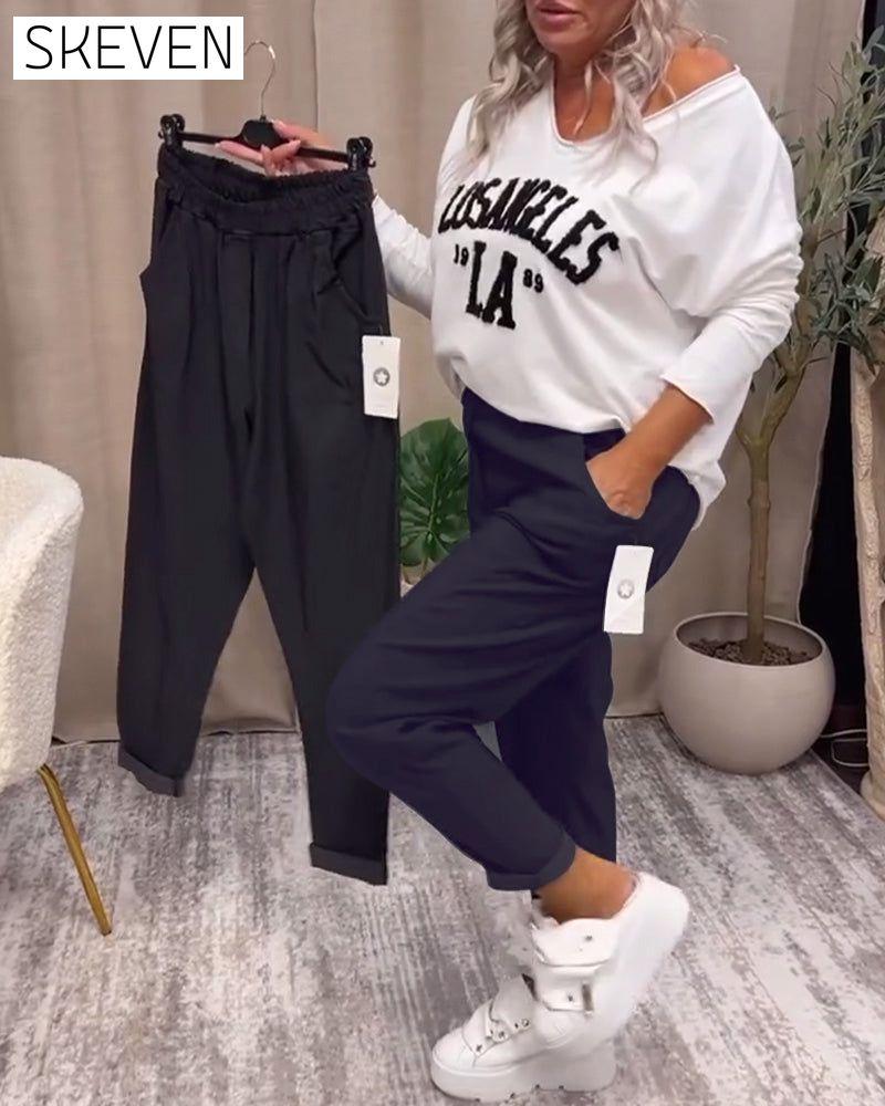 Casual solid color pocket pants