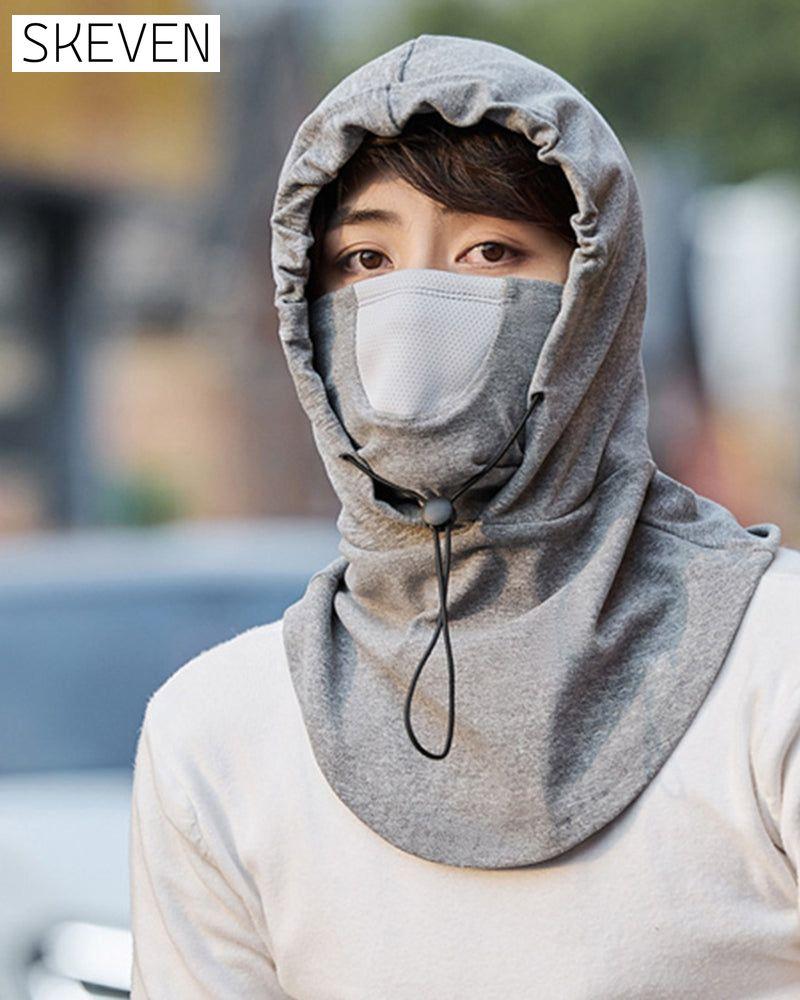 Hooded face mask with neck warmer for cycling