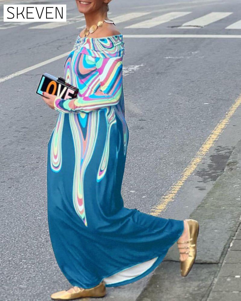 Long sleeve off shoulder elegant maxi dress