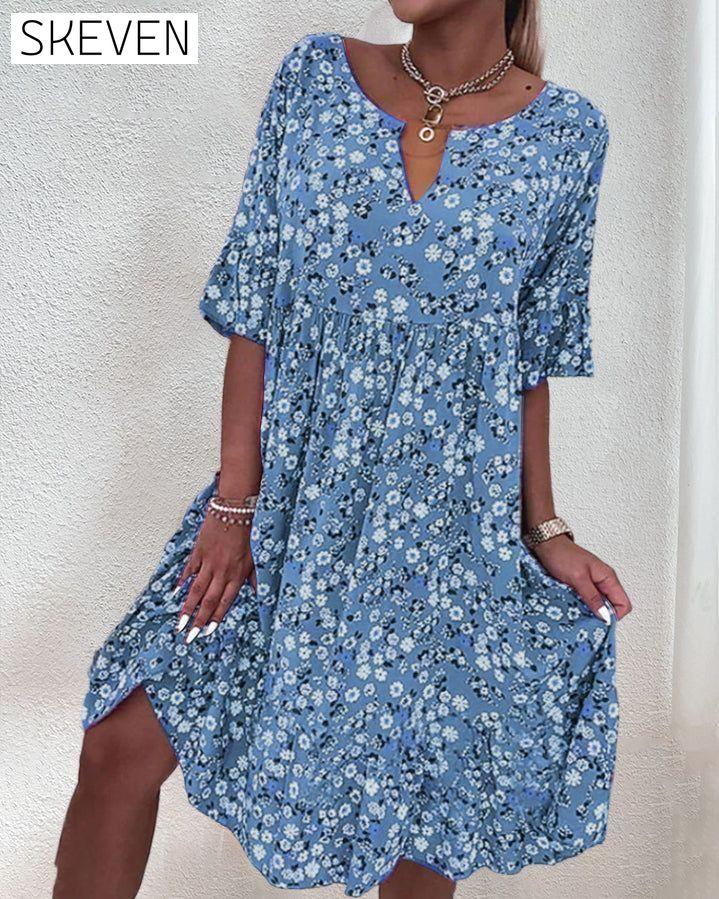 Half Sleeve Dress in Floral Print 23BF Casual Dresses Clothes Dresses Spring Summer