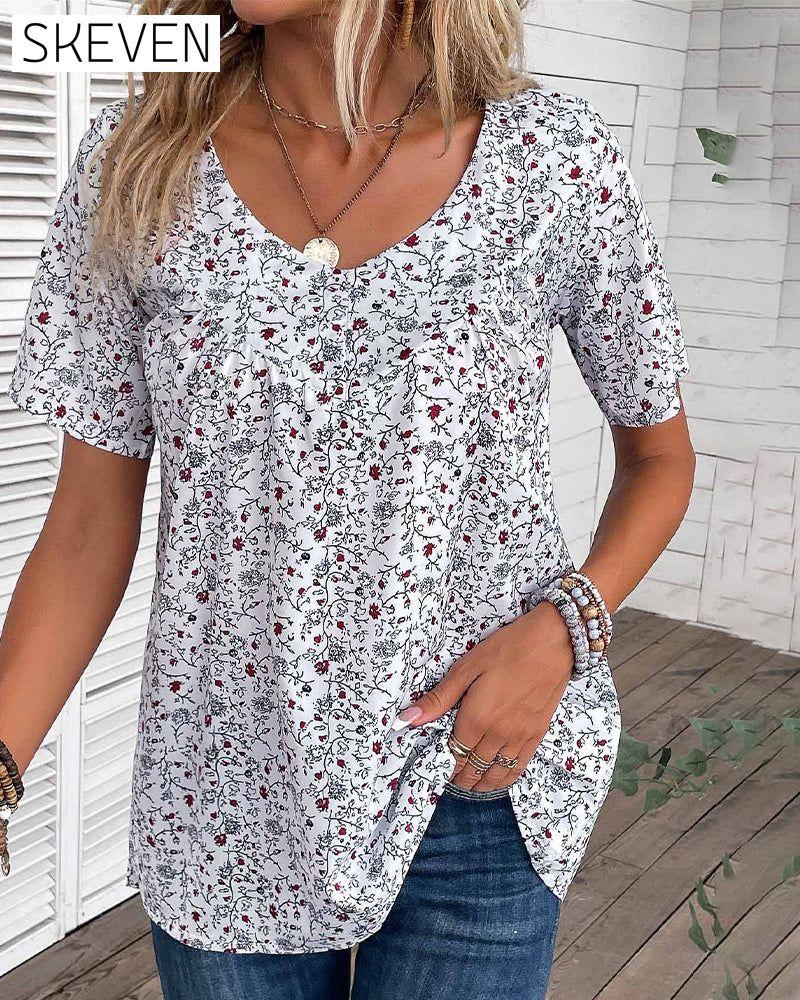 Rüschenbluse mit Blumenmuster