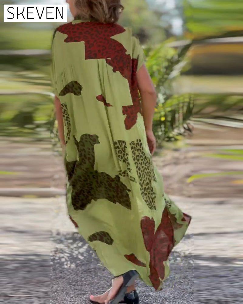 Short Sleeve Leopard Print Dress 23BF Casual Dresses Clothes Dresses Summer