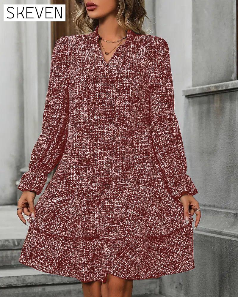 Elegant Flared Sleeve Striped Dress