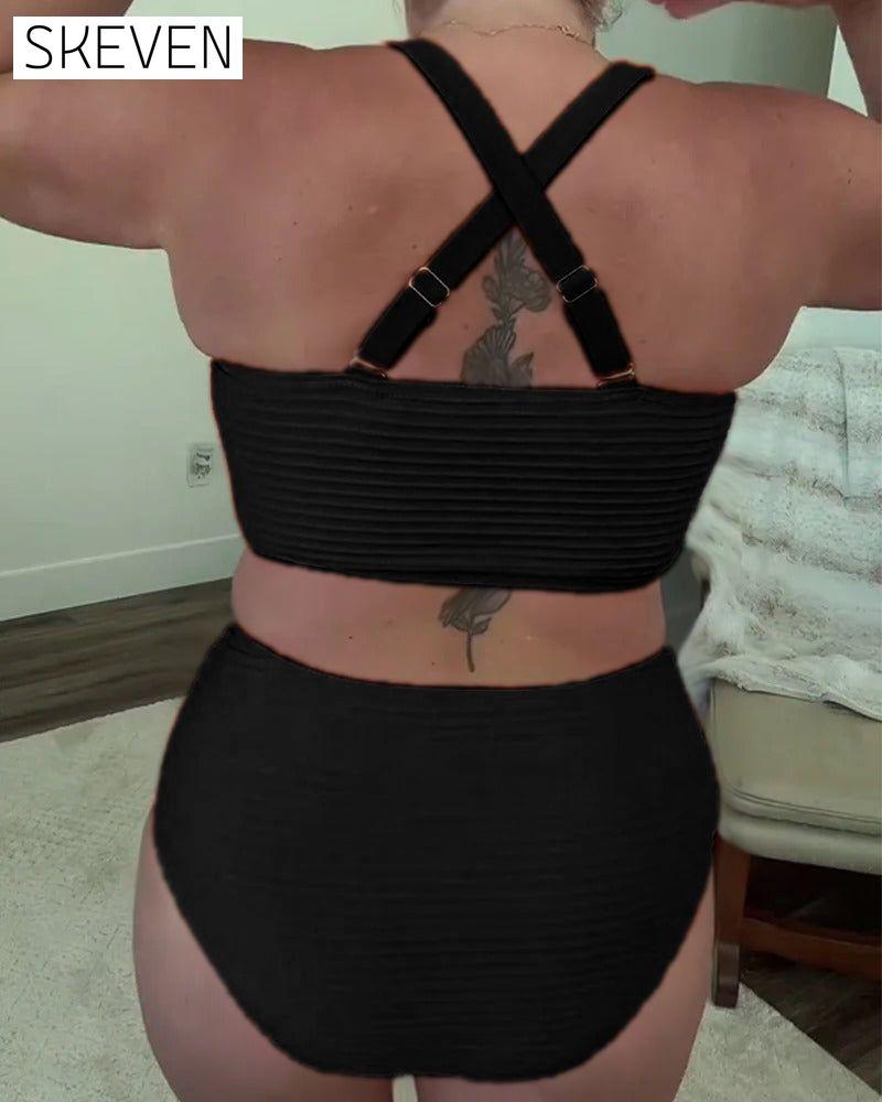 Lässiger einfarbiger Triangel-Bikini