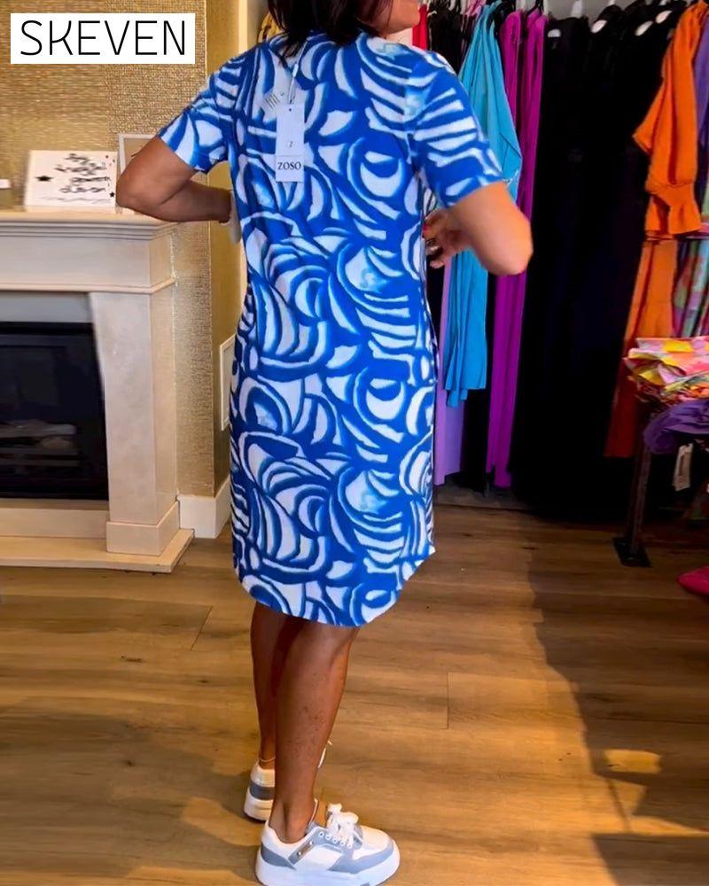 Lässiges Kurzarmkleid mit Print