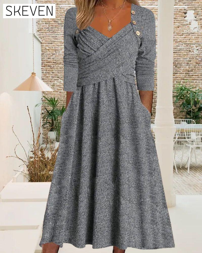 Solid color midi dress 2023 F/W 23BF Casual Dresses Clothes Dresses