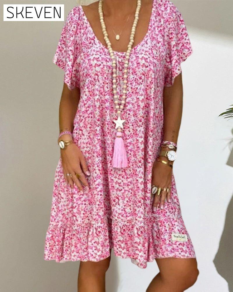 Floral Rrint Ruffle Sleeve Dress 23BF Casual Dresses Clothes Dresses SALE Spring Summer