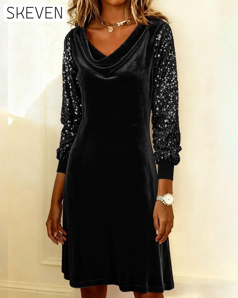 Elegant Velvet And Sequined Dress