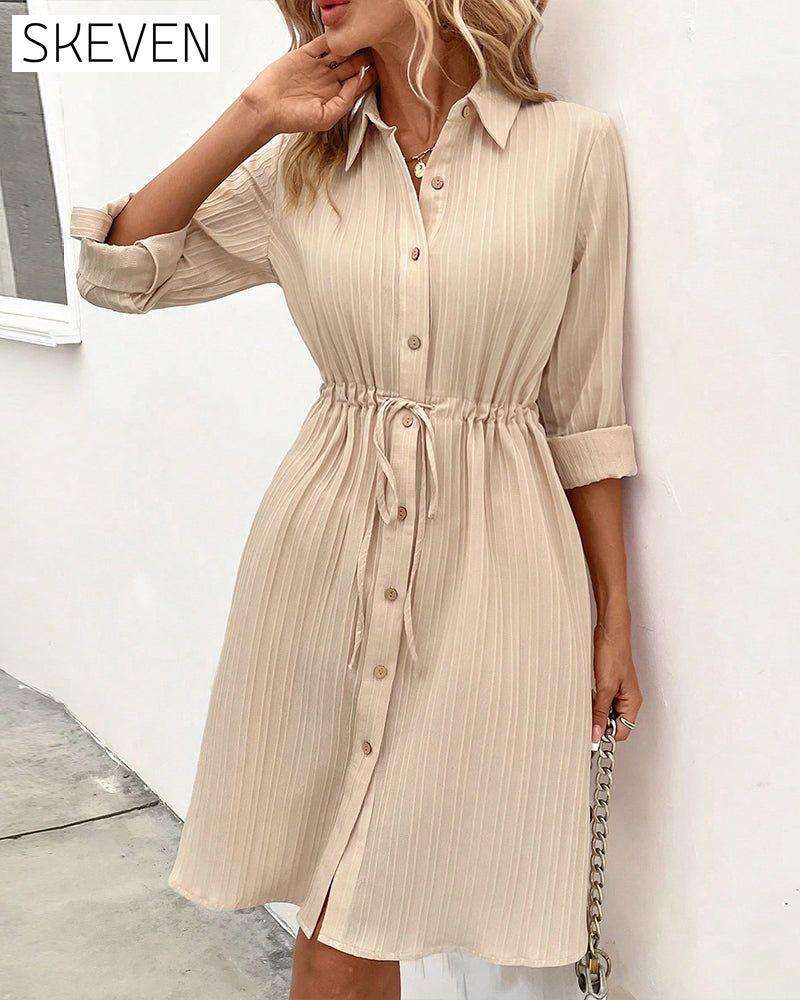 Solid color shirt dress