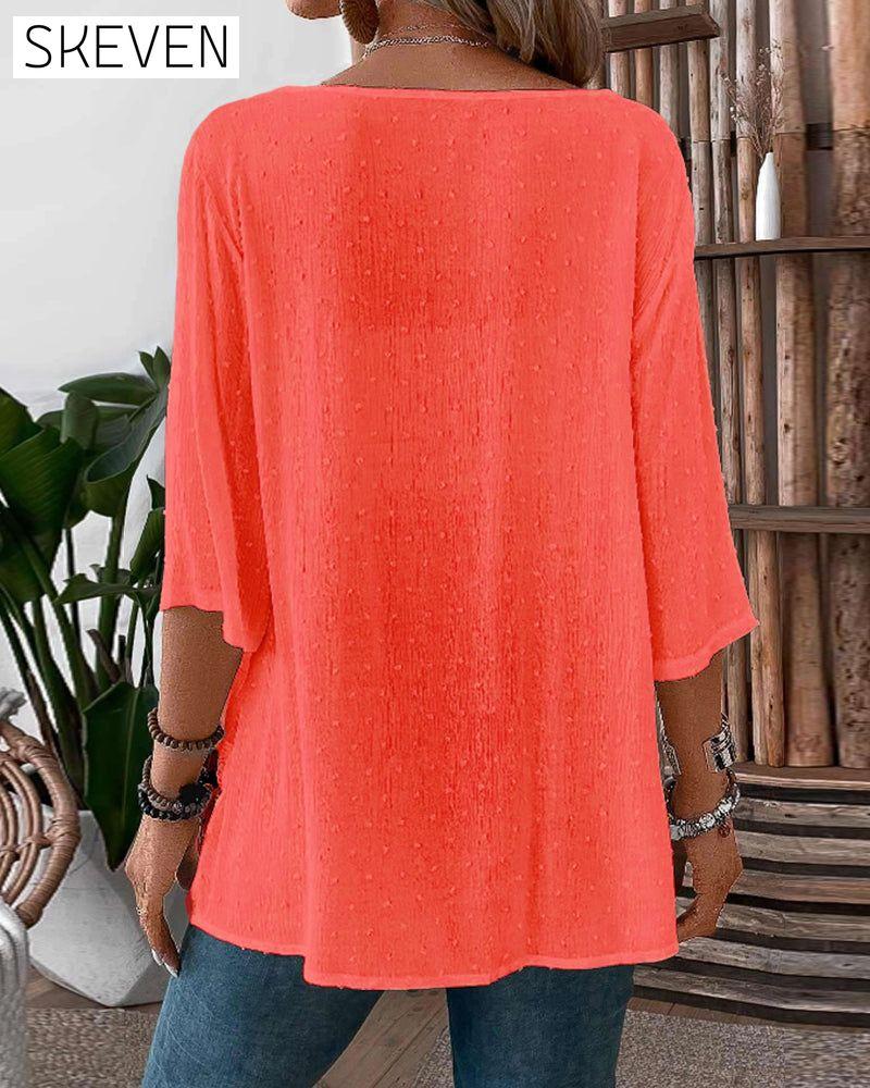 Solid color patchwork casual top