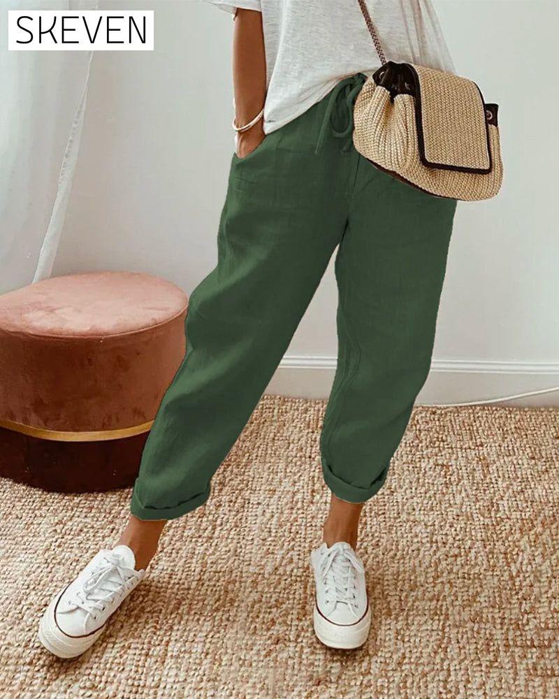 Pantalon en pur coton uni