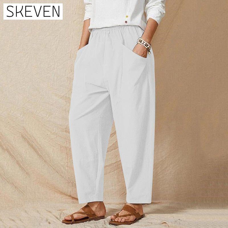 Solid Color Casual Trousers White best Best Sellings bottoms clothes pants Plus Size Sale Topseller
